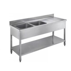 Stainless Steel Two Bowl Kitchen Sink with Table