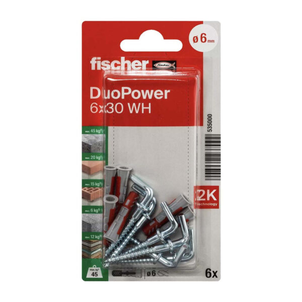 FISHCHER DUOPOWER 6X30 WH K NV PLUG + L HOOK 6PCS