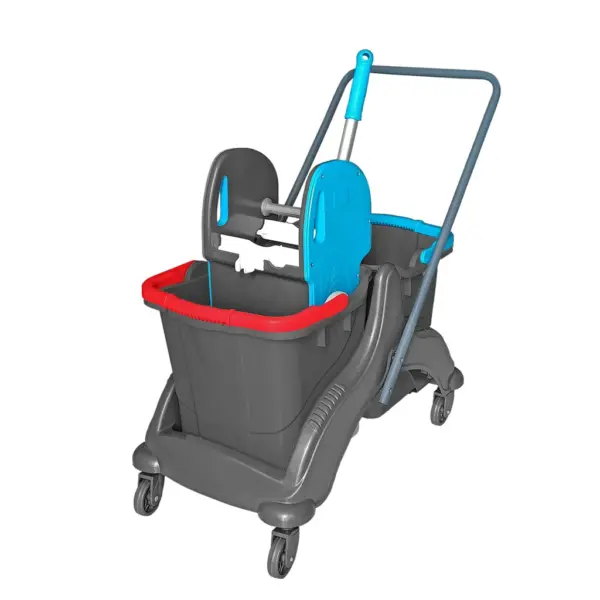 Double Bucket Trolley with Plastic Wheels