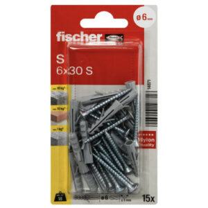 FISHCHER BLISTER S-6 GKS PLUG + COUNTER SUNK SCREW 15PCS