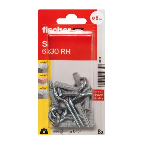 FISHCHER BLISTER S-6 HAK PLUG + ROUND HOOK 8PCS