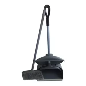 Clean Plus Dust Pan long handle Black With Brush Heavy Duty