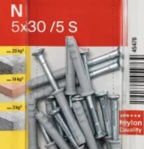 FISHCHER N 5X30 ZK /BLISTER/ PLUG + COUNTER SUNK SCREW 20PCS