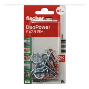 FISHCHER DUOPOWER 5X25 RH K NV PLUG + ROUND HOOK 8PCS