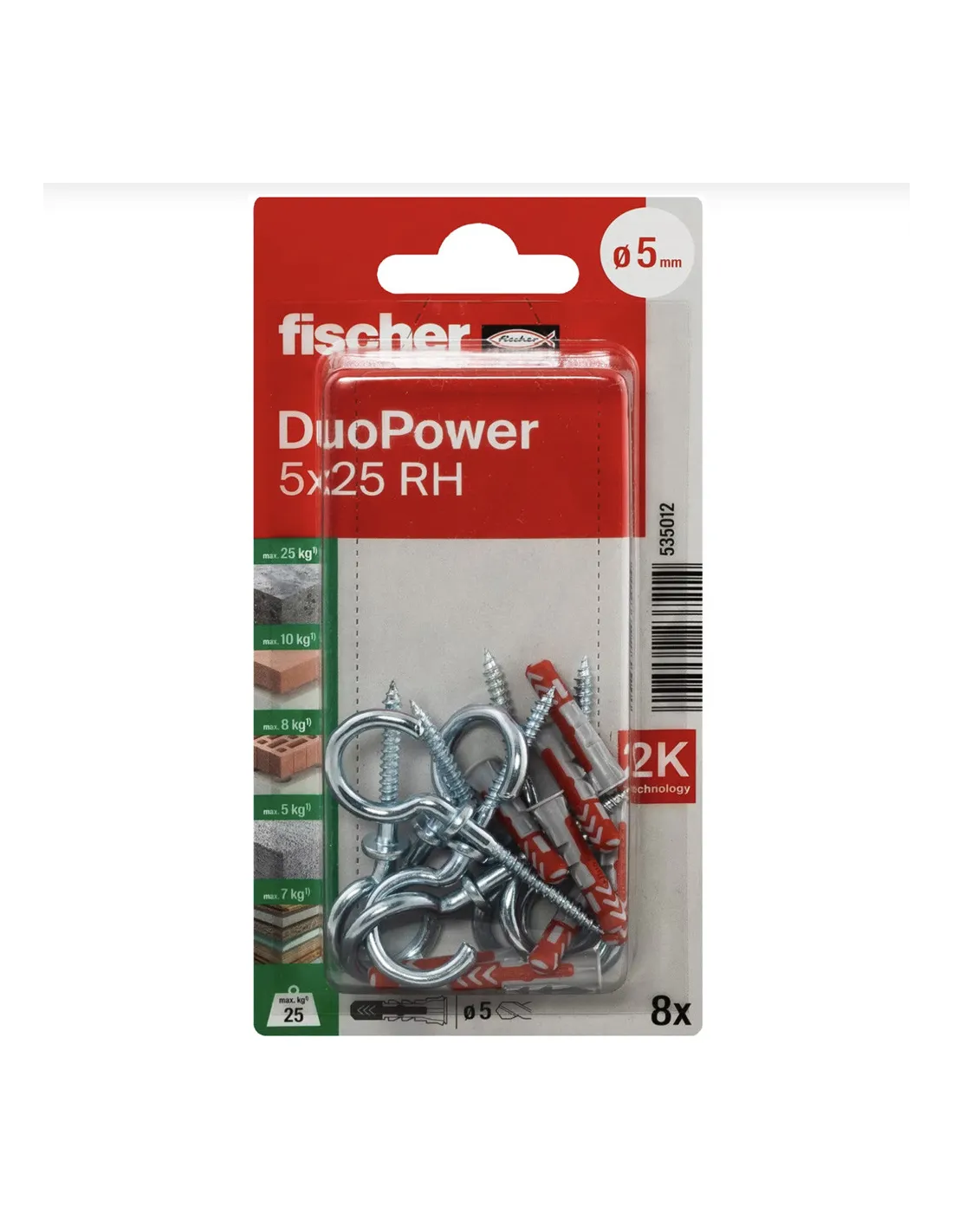 9 FISHCHER DUOPOWER 5X25 RH K NV PLUG + ROUND HOOK 8PCS - Image 1