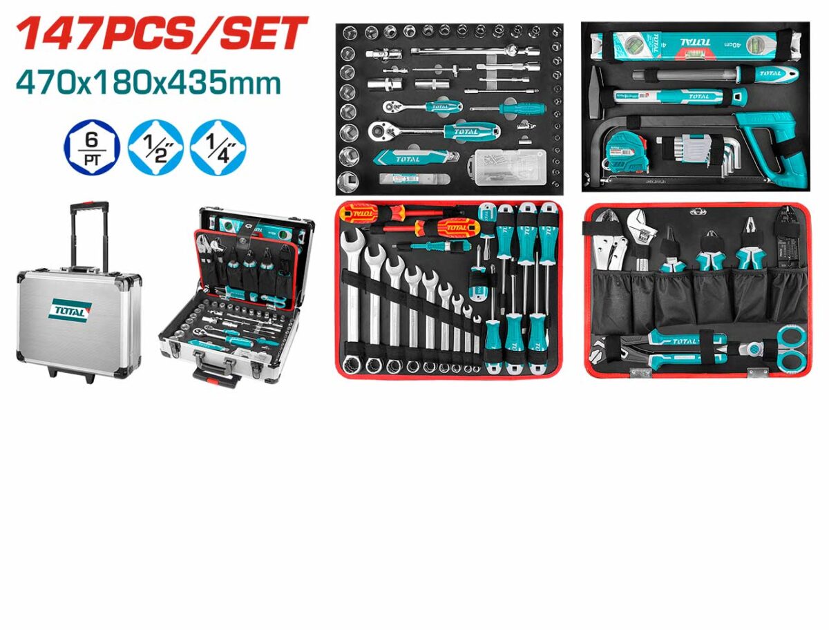 TOTAL 147 Pcs Hand Tools Set - Image 1