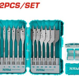 TOTAL 12 Pcs flat wood drill bits set