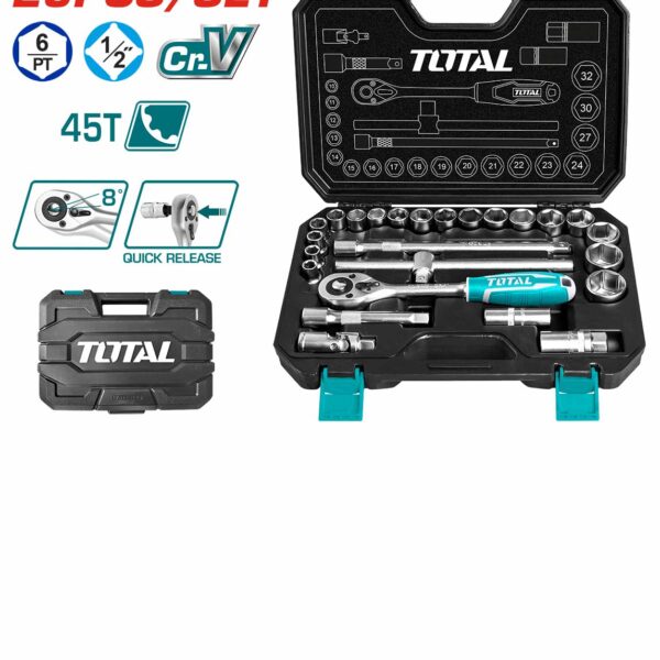 TOTAL 25 Pcs 1/2″ Socket Set