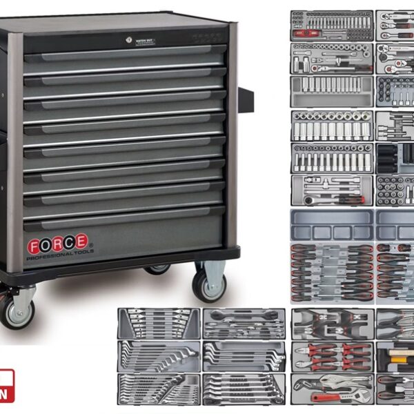 Force 8 Drawers Jumbo Trolley with 410pcs Tools