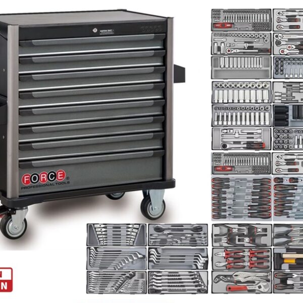 Force 8 Drawers Jumbo Trolley with 410pcs Tools