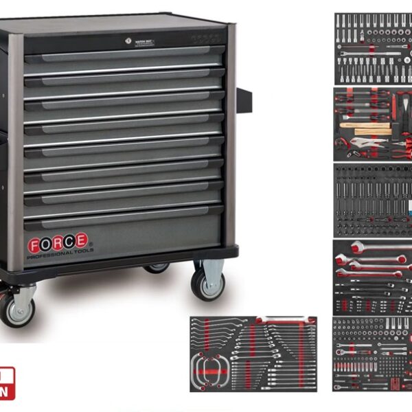 Force 8 Drawers Jumbo Trolley with 607pcs Tools