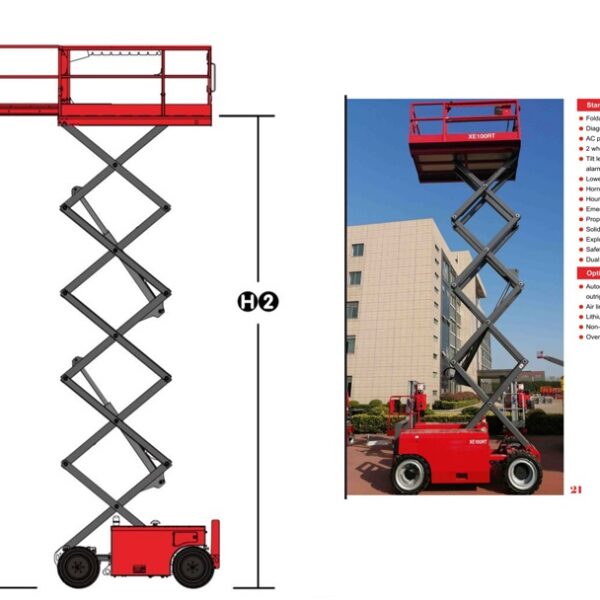 Keluosikai 14m Rough Terrain Scissor Lift construction site