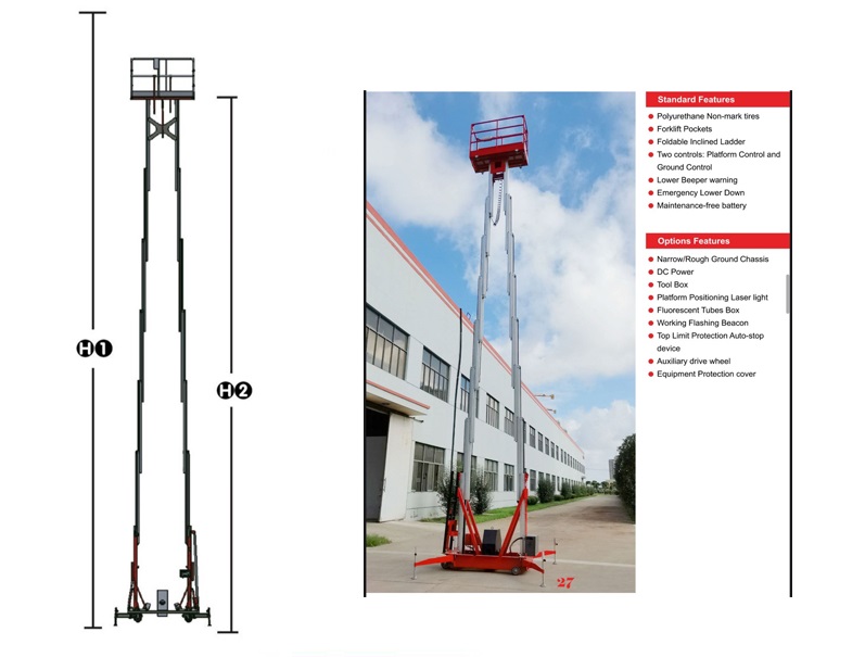 keluosikai double mast aerial work platform