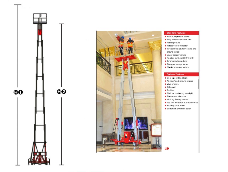 Keluosikai 12m Double Mast Aerial Work Platform load capacity