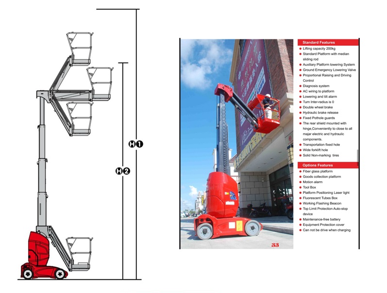Keluosikai 10m Self Propelled Aerial Work Platform load capacity