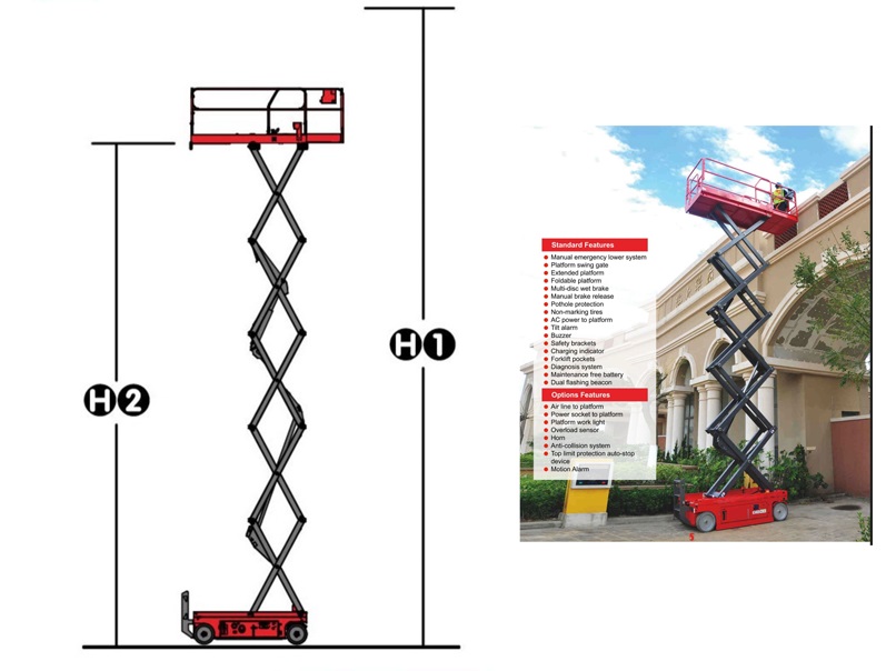 Keluosikai 12m Electric Self Propelled Scissor Lift working height