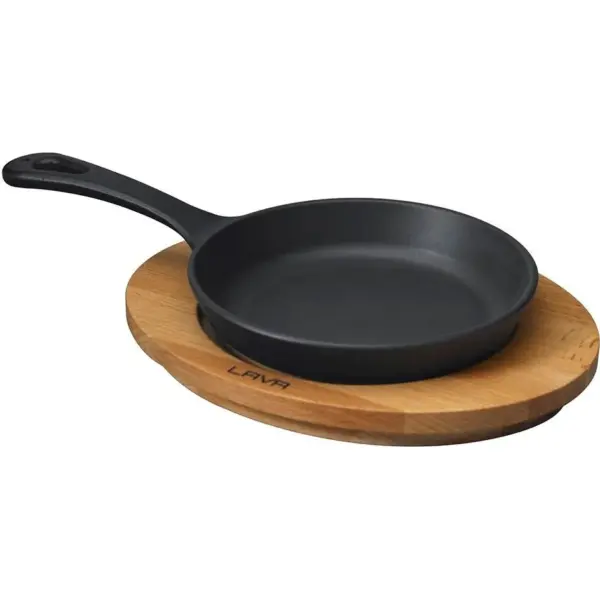 LAVA ROUND SKILLET WITH WOODEN PLATTER -16 CM