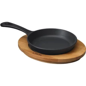 LAVA ROUND SKILLET WITH WOODEN PLATTER -16 CM