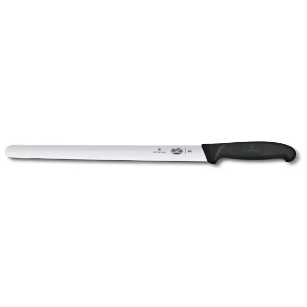 VICTORINOX SLICING KNIFE ROUND TIP, BLACK HANDLE - 30 CM