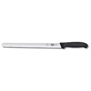 VICTORINOX SLICING KNIFE ROUND TIP, BLACK HANDLE - 30 CM
