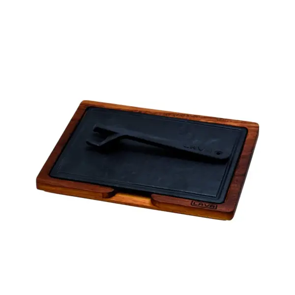 LAVA METAL IROKO WOODEN PLATTER & CAST IRON HOT PLATE