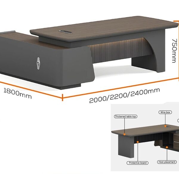Customised Executive / Manager Desk with Side Cabinet - 13