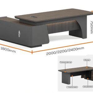 Customised Executive / Manager Desk with Side Cabinet - 13