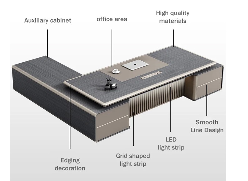 desk3 Customised Executive / Manager Desk with Side Cabinet - 3 - Image 1