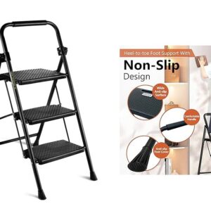 3 Step Steel Ladder - Black