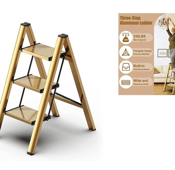 3 Step Aluminium Ladder - Golden