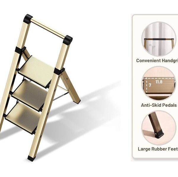3 Step Aluminium Ladder - Champagne