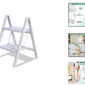 2 Step Aluminium Ladder - White