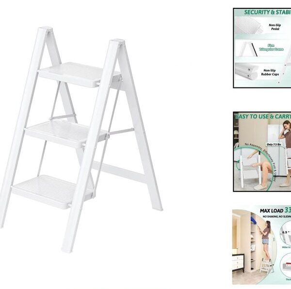 3 Step Aluminium Ladder - White