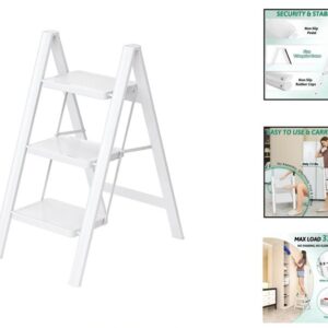 3 Step Aluminium Ladder - White