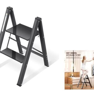 2 Step Aluminium Ladder - Black