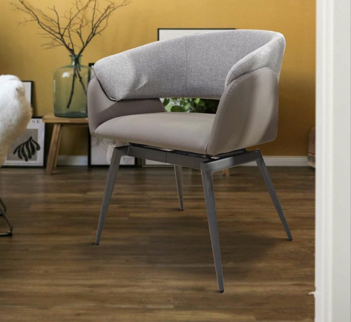 LEATHE/FABRIC DINNING CHAIR - Image 1