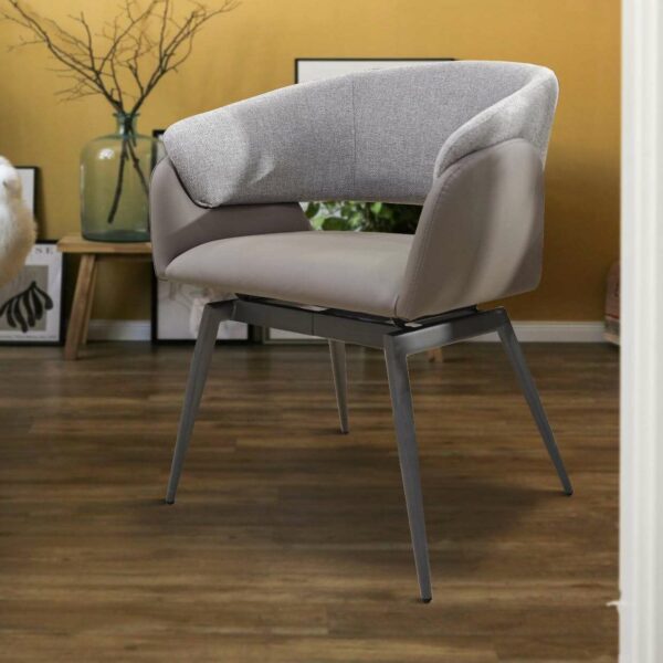 LEATHE/FABRIC DINNING CHAIR