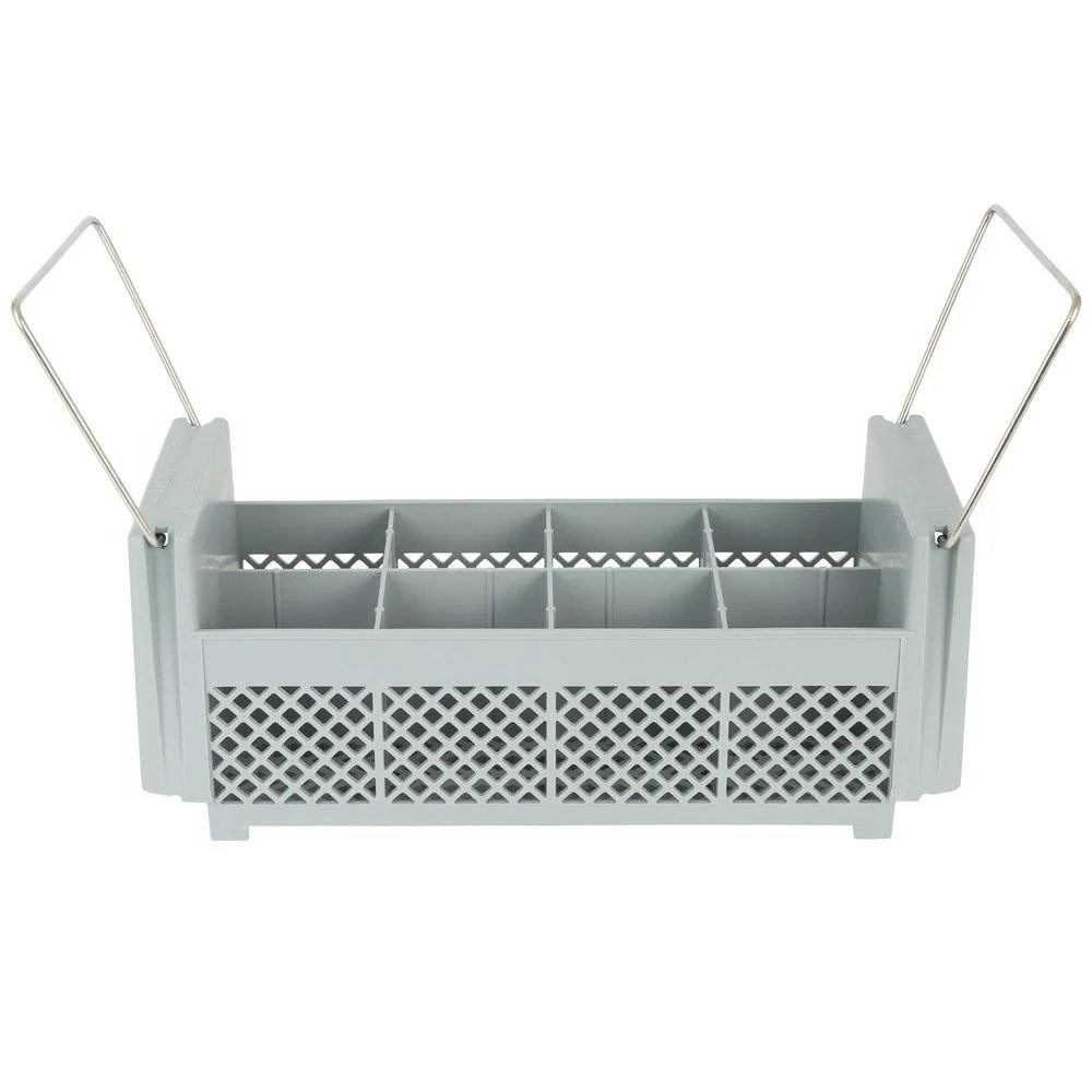 17 CAMBRO, 8 COMPARTMENT HALF SIZE FLATWARE BASKET - SOFT GRAY - Image 1