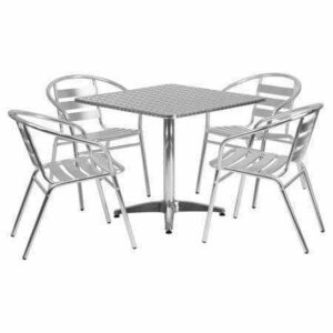 ALUMINUM DINNING TABLE/CHAIRS