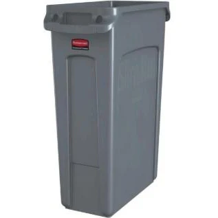 39 RUBBERMAID SLIM JIM RECTSNGULAR TRASH CAN - GRAY - Image 1