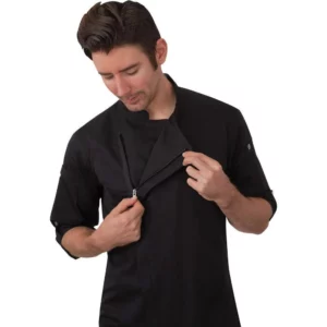 Chefwork COAT ZIPPER L/S,COLOR:BLACK