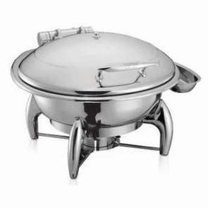4 Golden Chafers EXQUISITE CHAFING DISH CAP. OF FOOD PAN; 4L. ROUND - Image 1