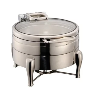 Golden Chafers ROUND LUXURY CHAFING DISH S/S STANDARD FRAME GLASS LID