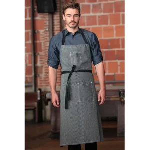 Chefwork PORTLAND DENIM STRIPE CHEF APRON,COLOR:INDIGO BLUE