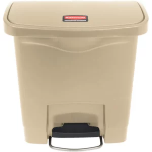 RUBBERMAID STREAMLINE RECTANGULAR FRONT STEP-ON TRASH CAN- 4 GAL, BEIGE