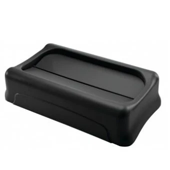 63 RUBBERMAID SLIM JIM DROP SHOT RECTANGULAR TRASH CAN LID - BLACK - Image 1