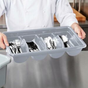 CAMBRO, CAMBOX 4 COMPARTMENT CUTLERY BOX- LIGHT GRAY