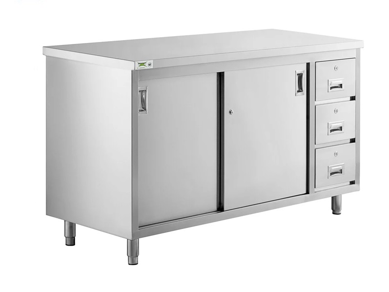 ss work7 Stainless Steel 316 Worktable with Cabinet & Drawer - Image 1
