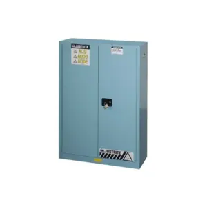 Sure-Grip® EX Corrosives/Acid Steel Safety Cabinet, 45 Gallon, 2 Manual Close Doors, Blue