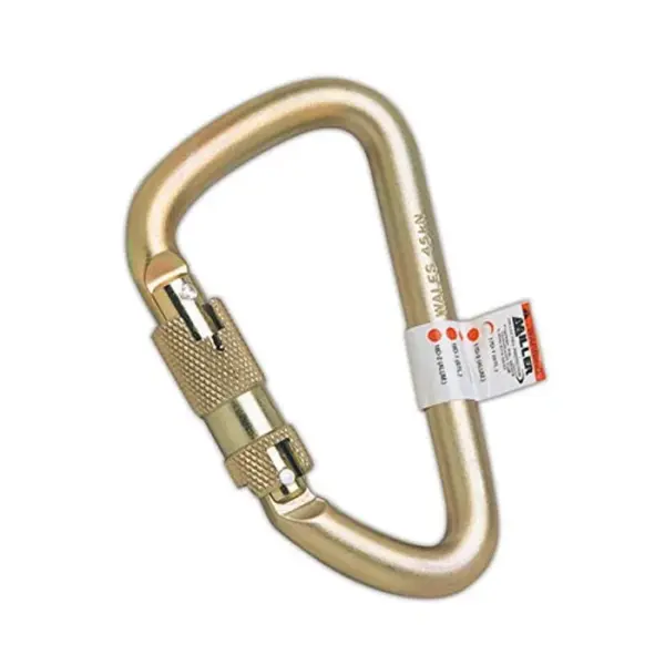 HONEYWELL MILLER Carabiner: Double-Action Twist Lock, Offset-D Shape, 1 in Gate Opening, Steel